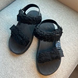 Fluffy Melissa Rider Papette Sandal Black